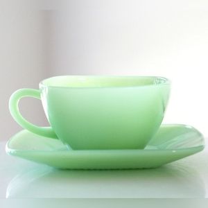 Vintage Fire king Jadeite Tea cup and saucer Charm